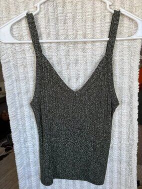 American Eagle Ribbed Soft & Sexy V-Neck Tank Top Small Green; Stretchy